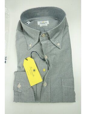 Giannetto Blue Cotton Stone Wash Slim Fit Button Up Shirt 40 NEW